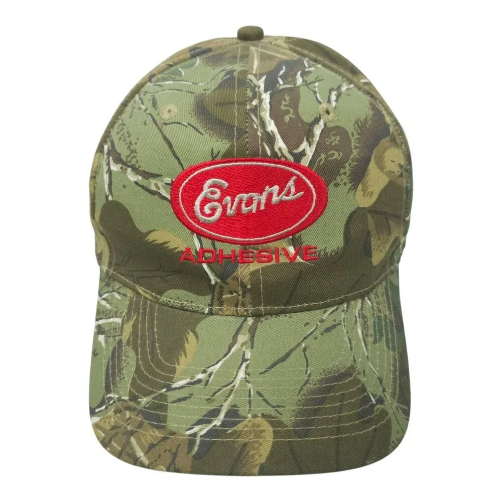 Otto Evans Adhesive Camo Snapback Cap Hat Trucker Baseball Logo Patch NWOT